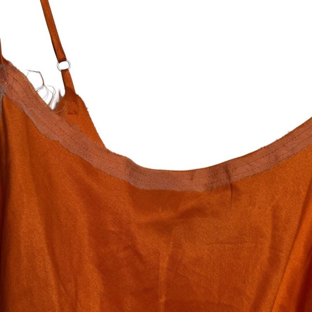Brazeau Tricot Woman slip dress orange size 0 XS silk blend spaghetti straps - Picture 5 of 11